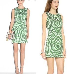 Milly Dress Zebra Green White Animal Print  Mini Pencil Sheath 6